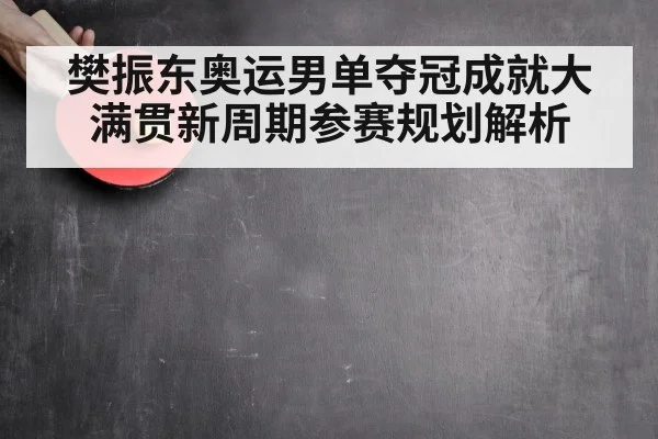 樊振东奥运男单夺冠成就大满贯新周期参赛规划解析